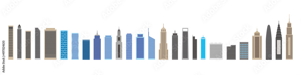 Modern City Skyline on white background Modern City Skyline on white background