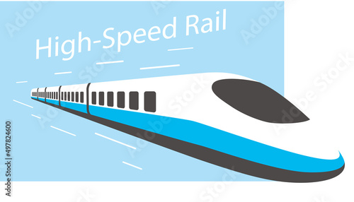 Fotografiet High speed bullet train coming out, modern flat design, vector illustration