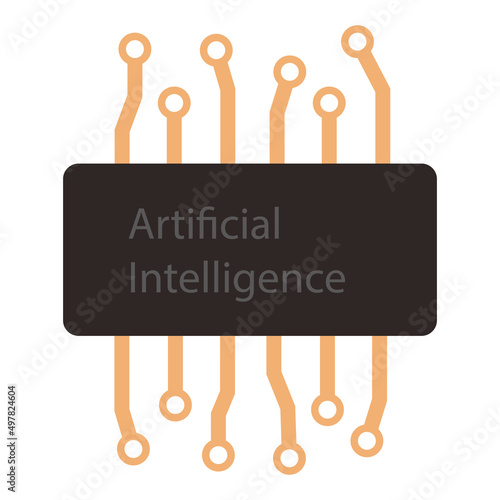 Microchip icon, Artificial intelligence concept. vector illustration