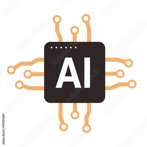 Microchip icon, Artificial intelligence concept. vector illustration