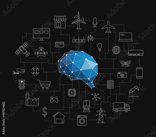 Artificial intelligence connects the future, vector illustration
