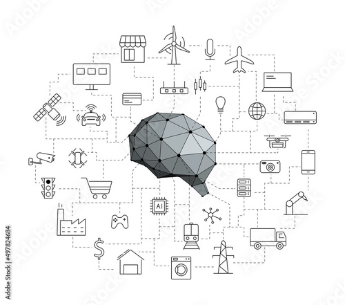 Artificial intelligence connects the future, vector illustration
