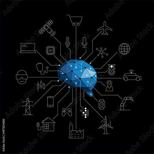 Artificial intelligence connects the future, vector illustration