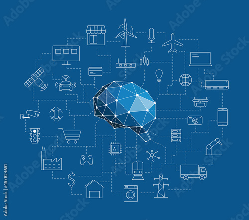 Artificial intelligence connects the future, vector illustration