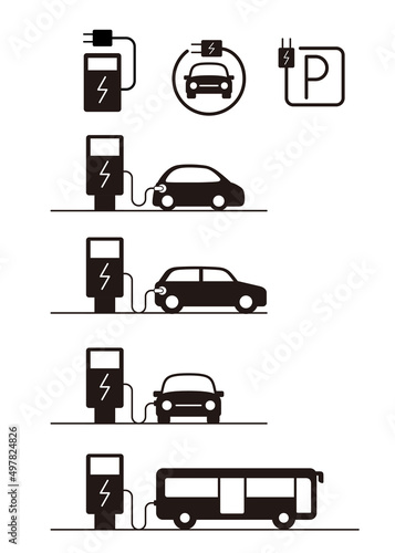 Electric car charging station icon, vector icon