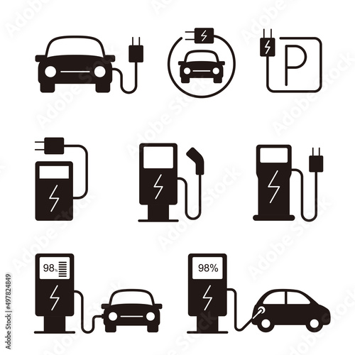 Electric car charging station icon, vector icon