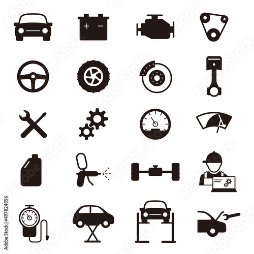 Car repair line icon set