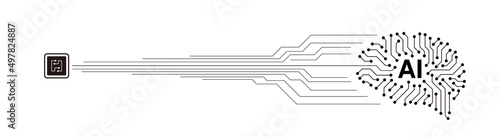 Circuit and the Cyborg brain, Artificial intelligence concept. vector illustration