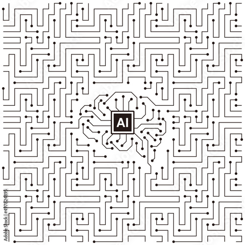 Circuit Board texture Background, like maze, seamless pattern