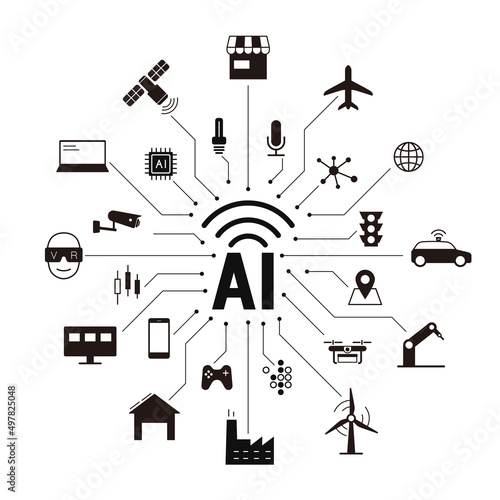 Artificial intelligence connects the future, vector illustration