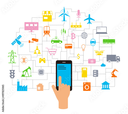 Artificial intelligence connects the future, vector illustration