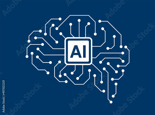 circuit board in the Cyborg brain, Artificial intelligence of digital human. vector illustration