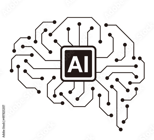 circuit board in the Cyborg brain, Artificial intelligence of digital human. vector illustration