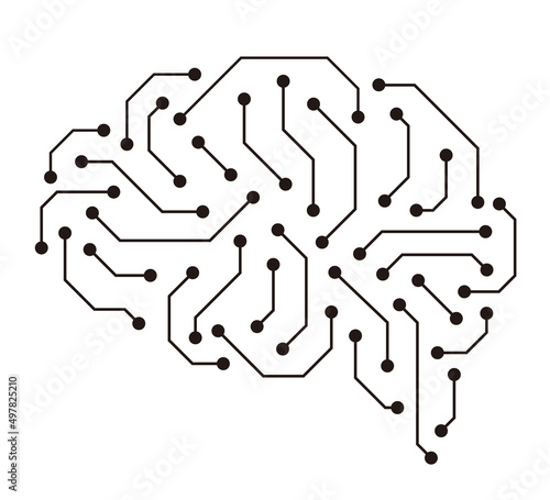 circuit board in the Cyborg brain, Artificial intelligence of digital human. vector illustration