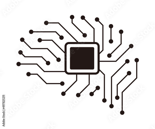 circuit board in the Cyborg brain, Artificial intelligence of digital human. vector illustration