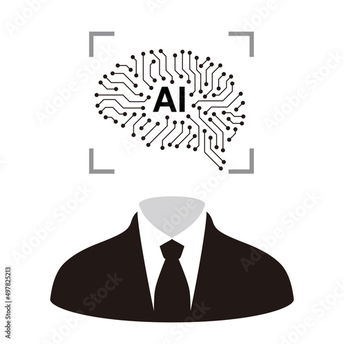circuit board in the Cyborg brain, Artificial intelligence of digital human. vector illustration