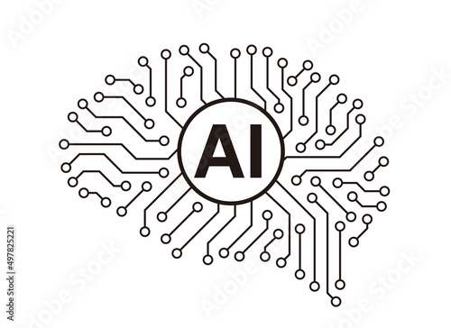 circuit board in the Cyborg brain, Artificial intelligence of digital human. vector illustration