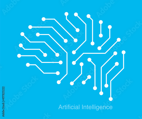 circuit board in the Cyborg brain, Artificial intelligence of digital human. vector illustration