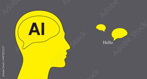 circuit board in the Cyborg head, Artificial intelligence of digital human. vector illustration