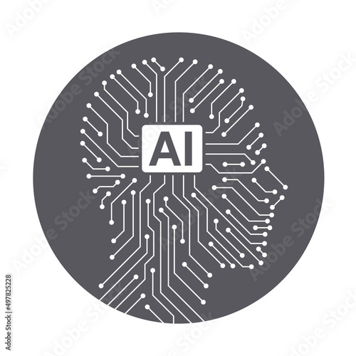 circuit board in the Cyborg head, Artificial intelligence of digital human. vector illustration