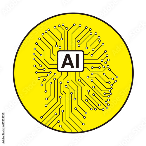 circuit board in the Cyborg head, Artificial intelligence of digital human. vector illustration