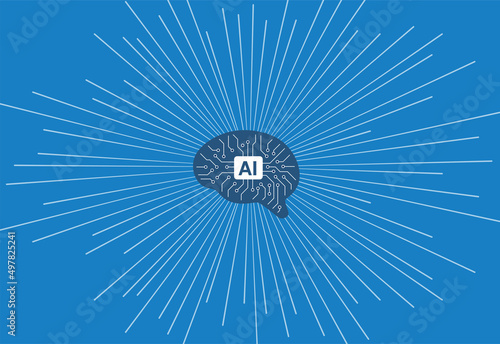circuit board in the Cyborg head, Artificial intelligence of digital human. vector illustration