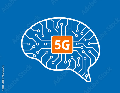 circuit board in the Cyborg brain, Artificial intelligence of digital human. vector illustration