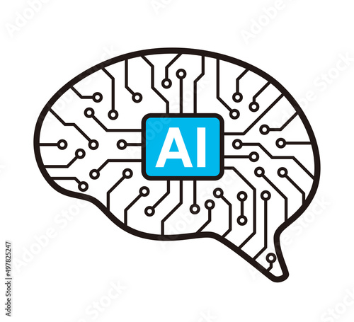 circuit board in the Cyborg brain, Artificial intelligence of digital human. vector illustration