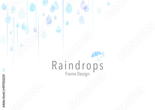 水彩　梅雨の背景フレーム