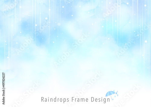 水彩　梅雨の背景フレーム
