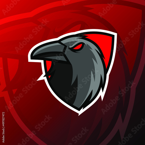 vector graphics illustration of a crow bird in esport logo style. perfect for game team or product logo