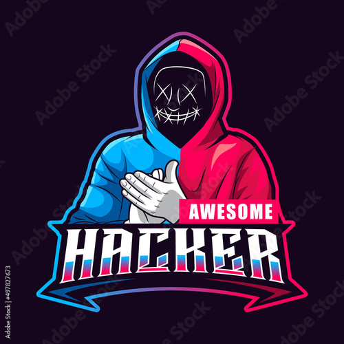 hacker mascot logo for sports and esports logo