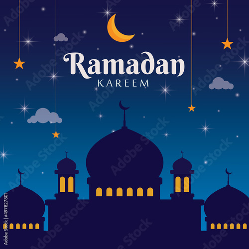 Ramadan kareem greeting vector design, ramadan kareem background illustration, Marhaban ya Ramadan Vector