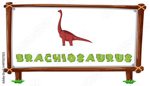 Frame template with dinosaurs and text brachiosaurus design inside