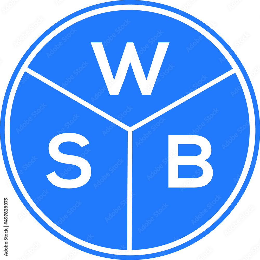 WSB letter logo design on white background. WSB creative circle letter logo concept. WSB letter design. WSB letter logo design on white background. WSB creative circle letter logo concept. WSB letter design.