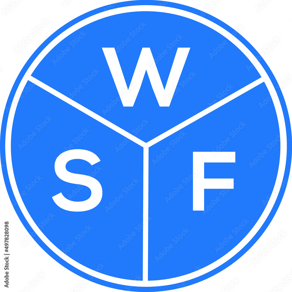 WSF letter logo design on white background. WSF creative circle letter logo concept. WSF letter design. WSF letter logo design on white background. WSF creative circle letter logo concept. WSF letter design.