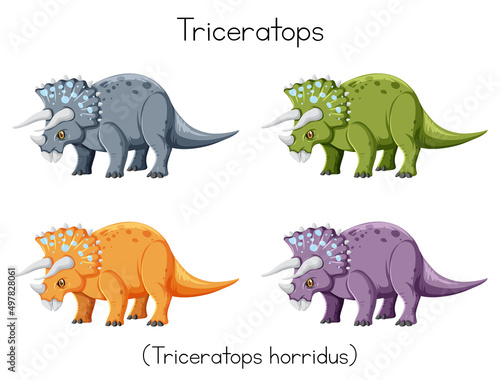 Triceratops in four colors