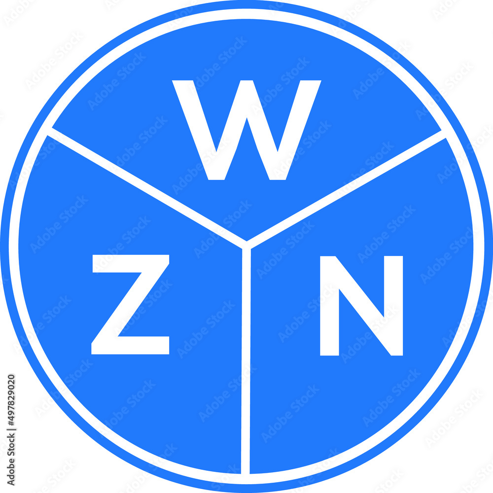 WZN letter logo design on black background. WZN creative initials letter logo concept. WZN letter design. WZN letter logo design on black background. WZN creative initials letter logo concept. WZN letter design.