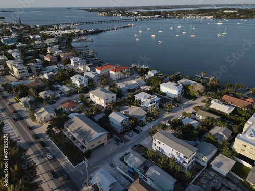 Aerial looking from Cortez Beach inland to Bradenton, Florida photo