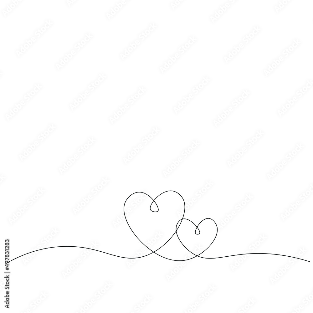 Heart love line drawing vector illustration