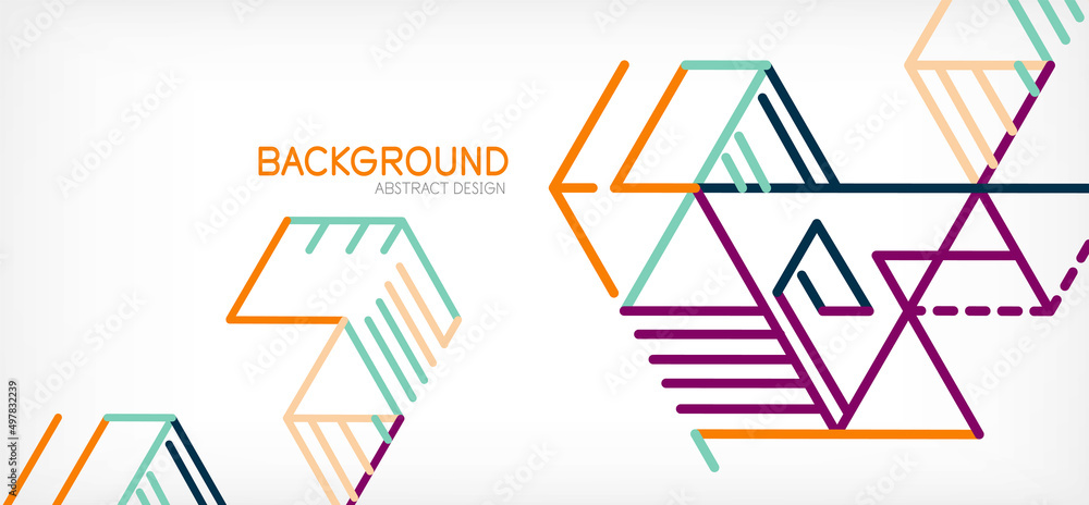 Abstract background. Color lines on white background. Linear abstract composition. Techno or business concept for wallpaper, banner, background, landing page