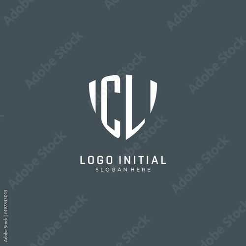 Initials CL logo shield guard shape, creative logo design concept