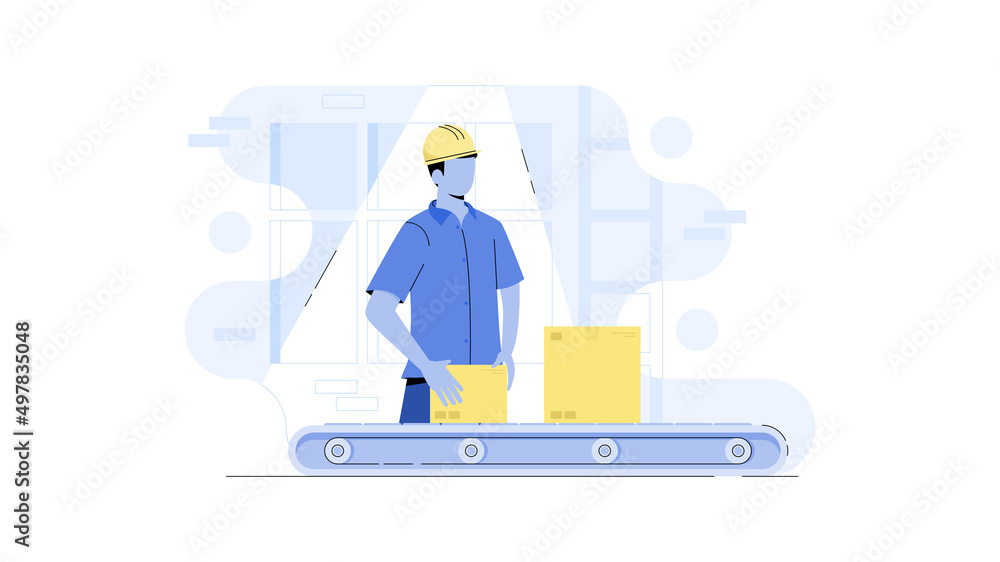 Flat illustration of a factory worker