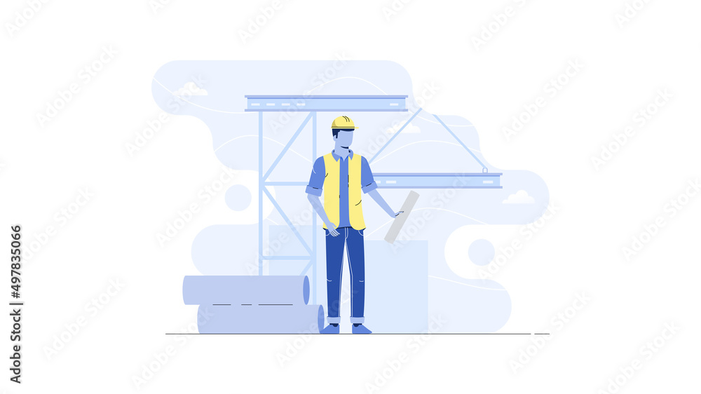 Flat illustration of engineering and construction Flat illustration of engineering and construction