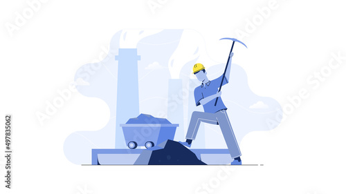 Flat illustration of mining
