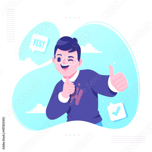 thumbs up okay gesture character design