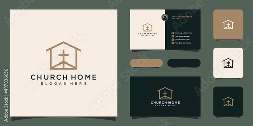 Fotobehang church home logo design vector