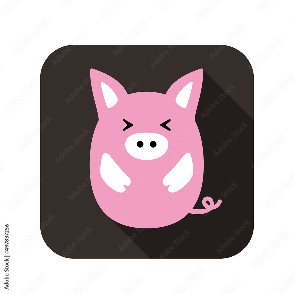 Cute pig face and body flat design, vector Cute pig face and body flat design, vector