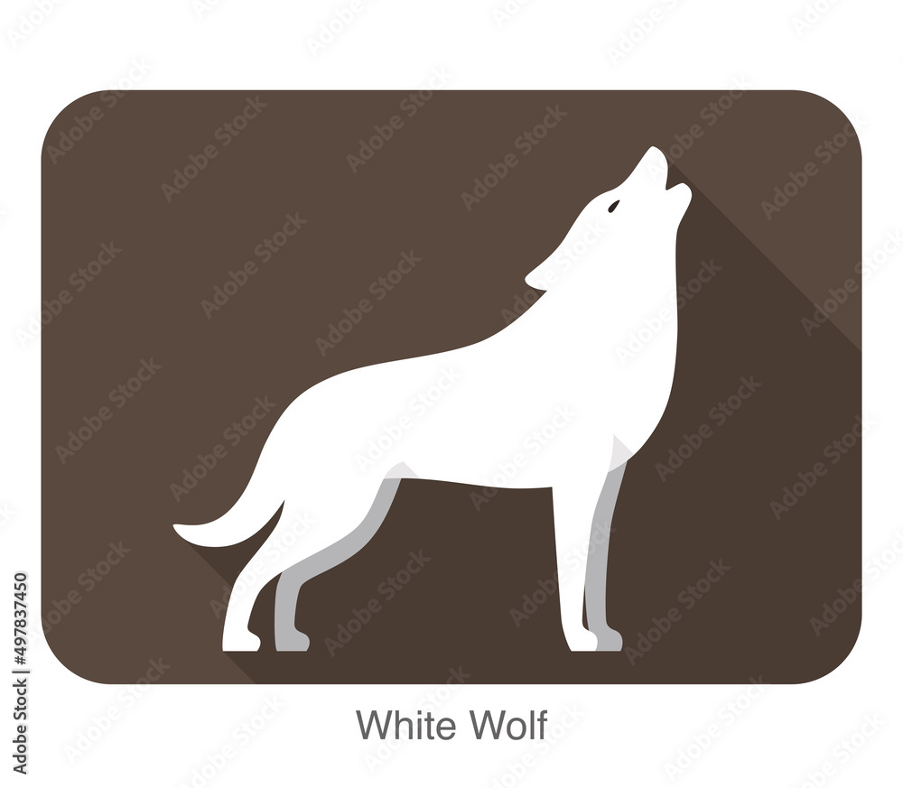 White wolf standing and roaring