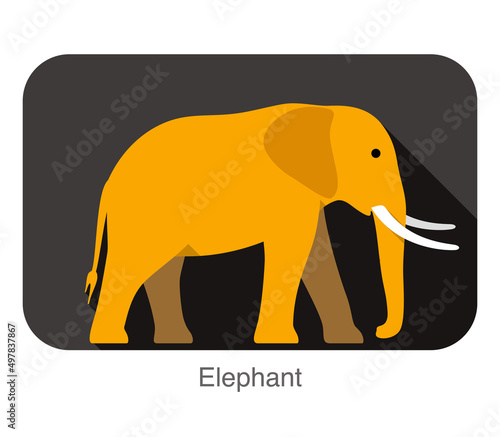 Elephant walking side flat 3D icon design, vector illustration
